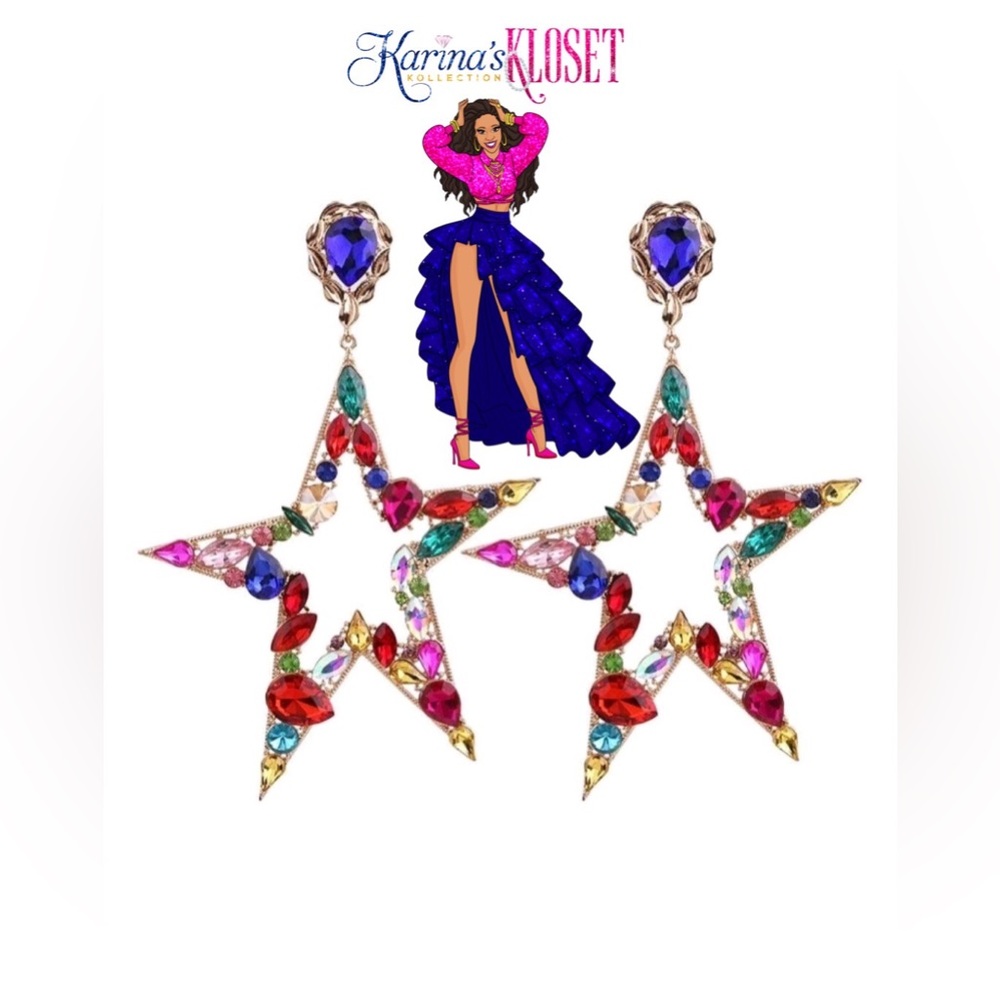 🌟 Dancing with the Stars Oversized Statement Earrings, Celebrity Earrings, Gems